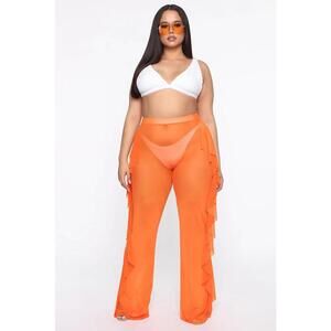 Sunshine See Through Cover Up Pant - Orange
